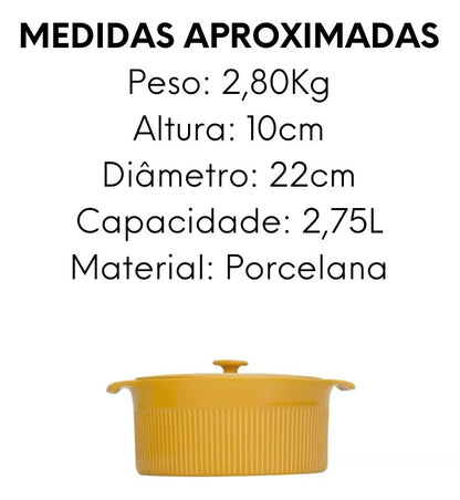 Cocotte De Porcelana  Amarelo Germer 22cm