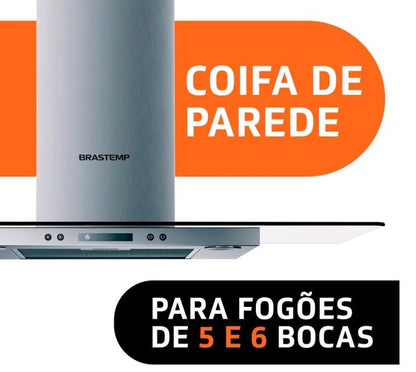 Coifa Vidro Plano Parede Brastemp 90 cm BAP90AR