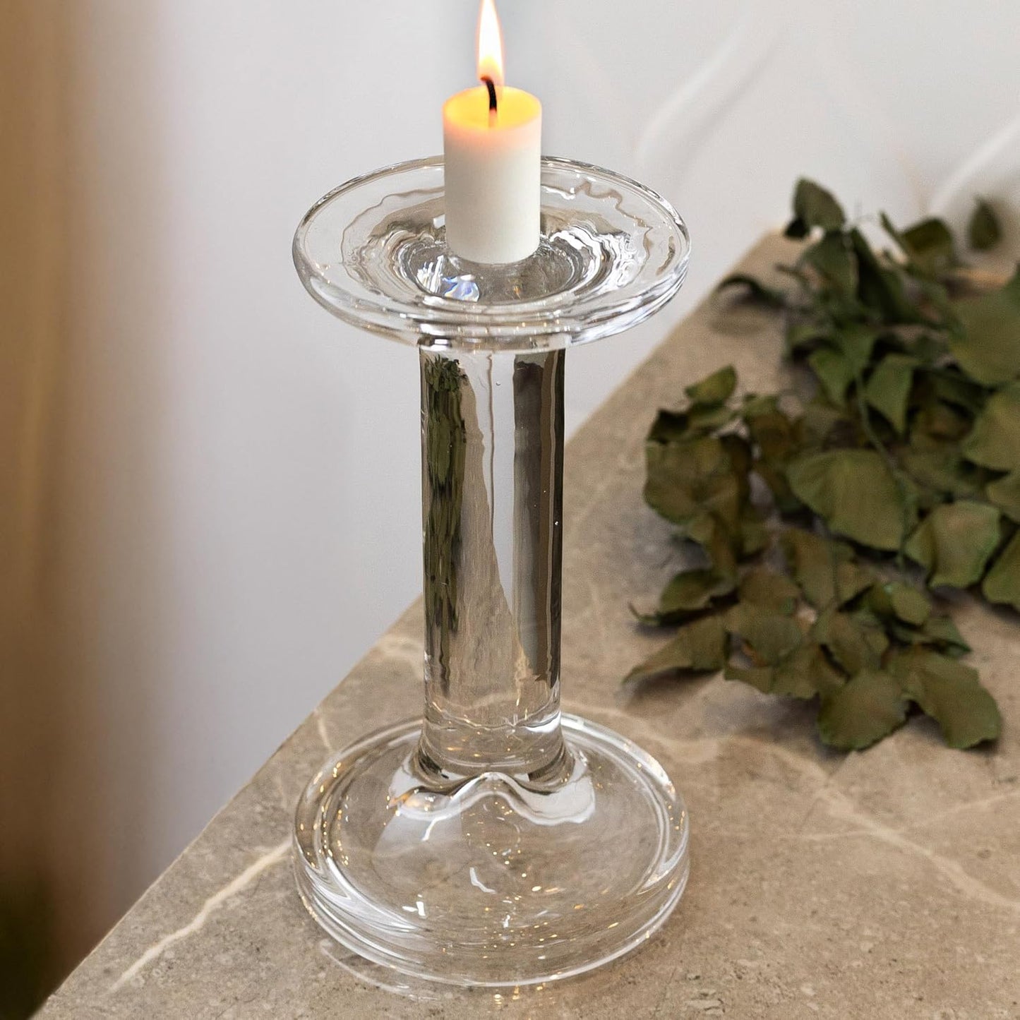 Castiçal para Vela de Vidro Creta Wolff 9cm x 9cm x 18,5cm