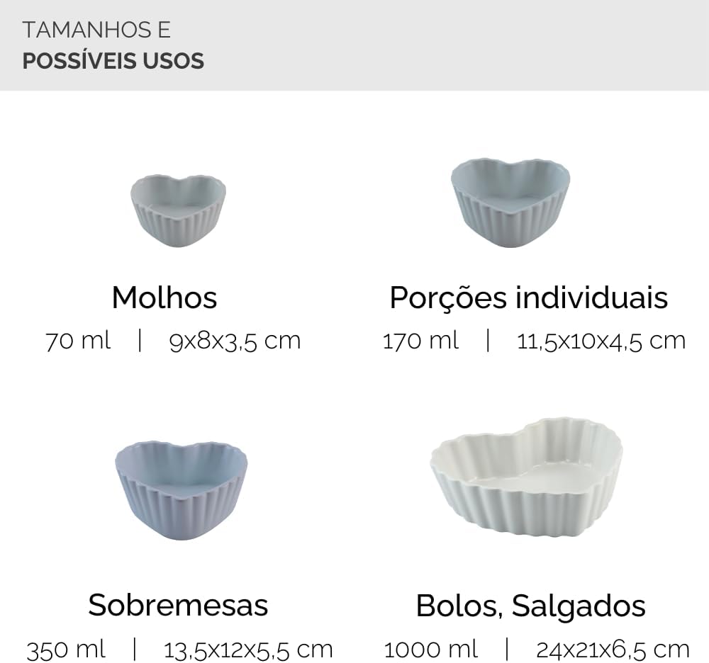 Forma Coração Ceraflame  24X21X6,5cm 1000ml Branco