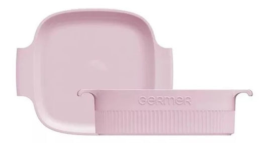 Travessa Quadrada Porcelana Rosa Fractal Germer 21x21cm