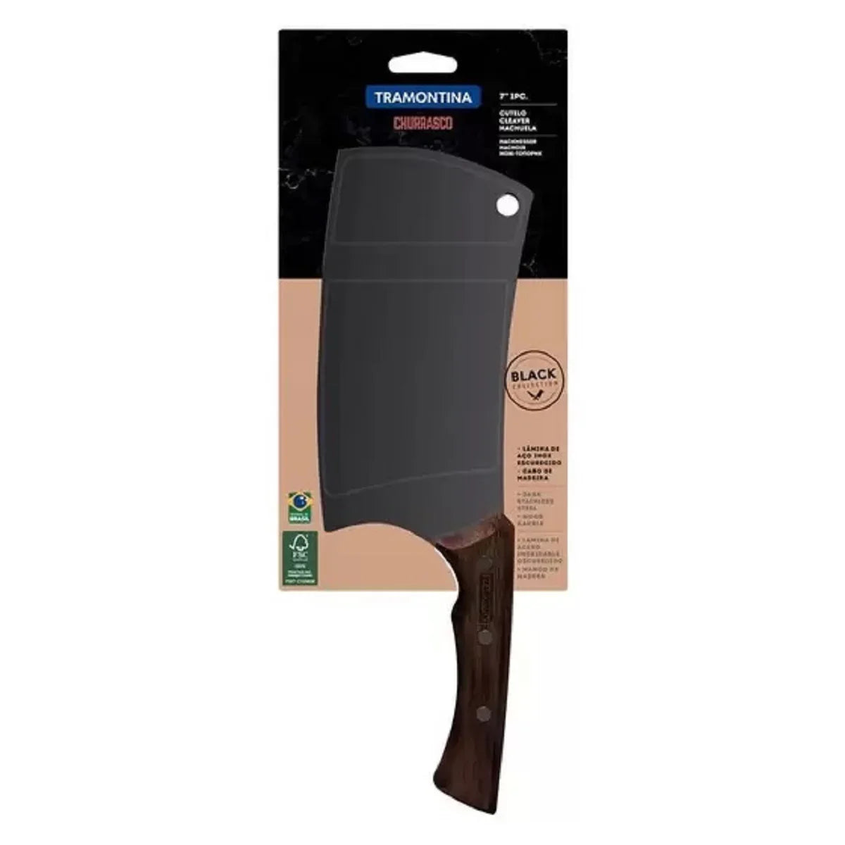 Cutelo Tramontina Black Aço Inox Escurecido e Madeira 7"