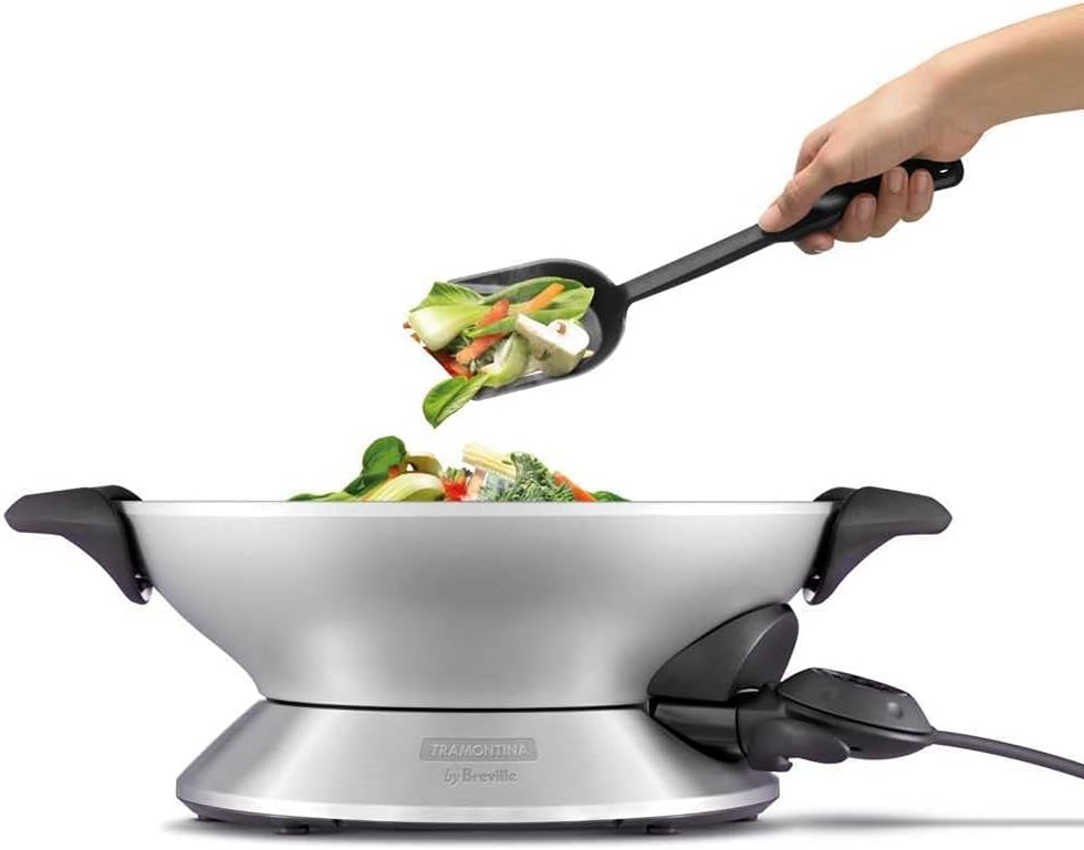 Panela Elétrica Tramontina by Breville Wok Chef em Alumínio Fundido com Tampa de Vidro 6 L