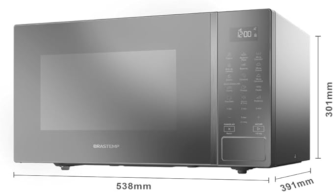 Micro-ondas Brastemp 32L com Menu Gourmet Cinza Espelhado BMS46AR