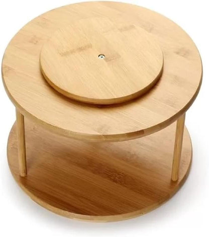 Organizador Giratório 2 Andares de Bambu Lyor 30cm x 30cm x 18,5cm