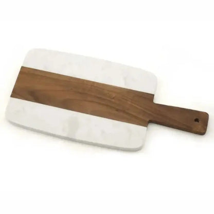 Tábua Retangular Acácia e Mármore Mimo Style 45x23cm