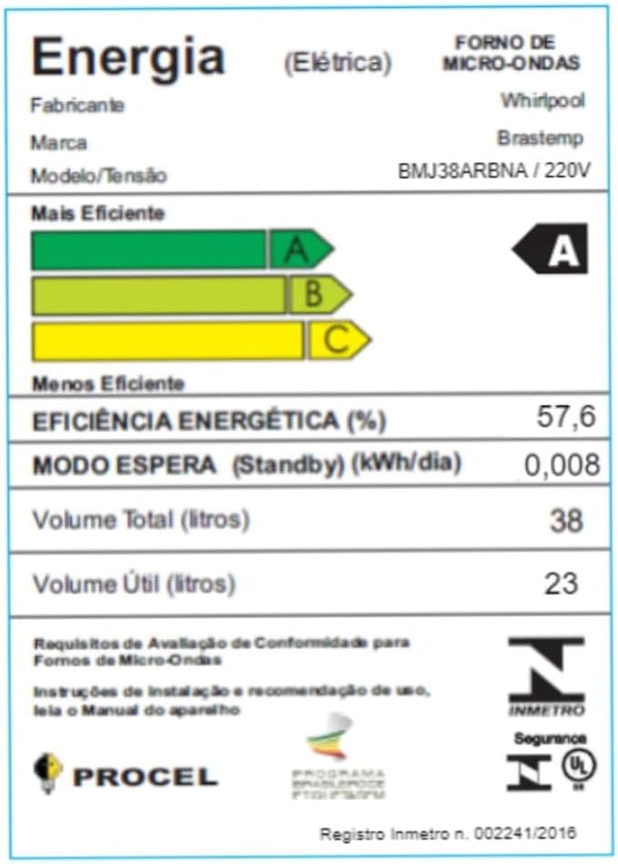 Forno Micro-ondas Brastemp 38 Litros Inox Espelhado com Grill