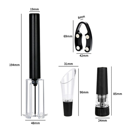 Kit Saca Rolha de Pressão com 4 Peças Preto Mimo Style