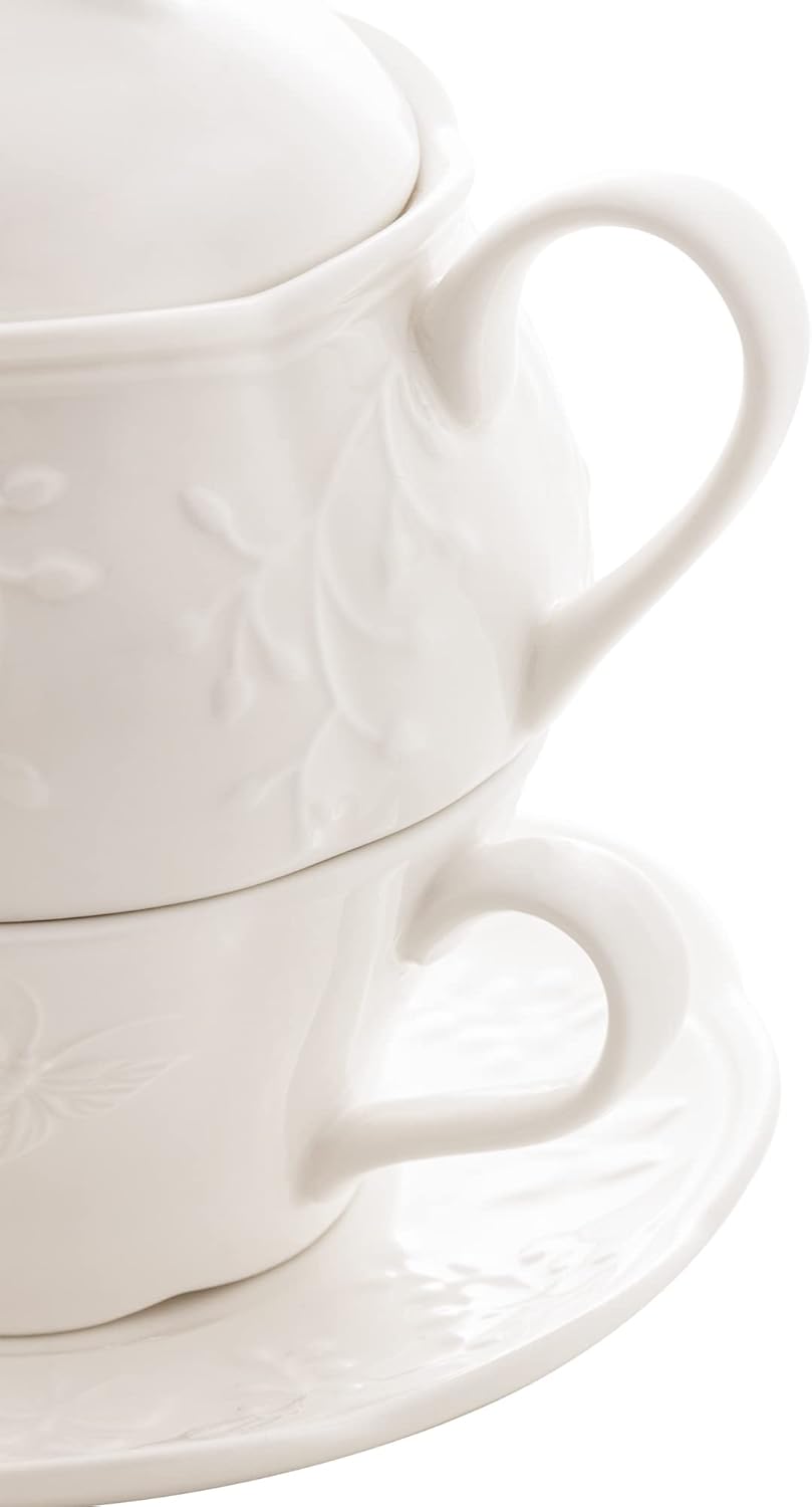 Conjunto 3 Peças para Chá de Porcelana New Bone Butterfly Flower Lyor