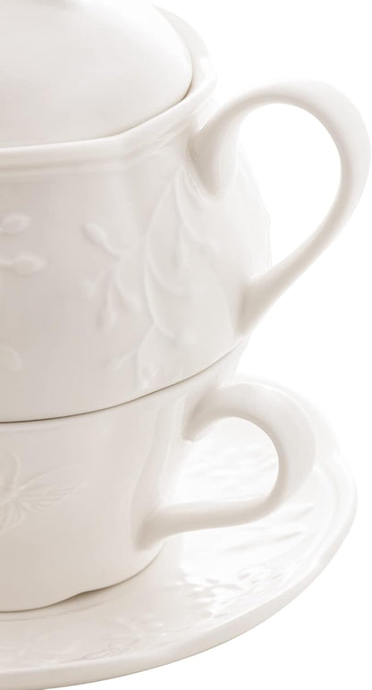 Conjunto 3 Peças para Chá de Porcelana New Bone Butterfly Flower Lyor