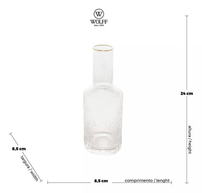 Garrafa de Cristal Wolff com Fio de Ouro Lines 800ml