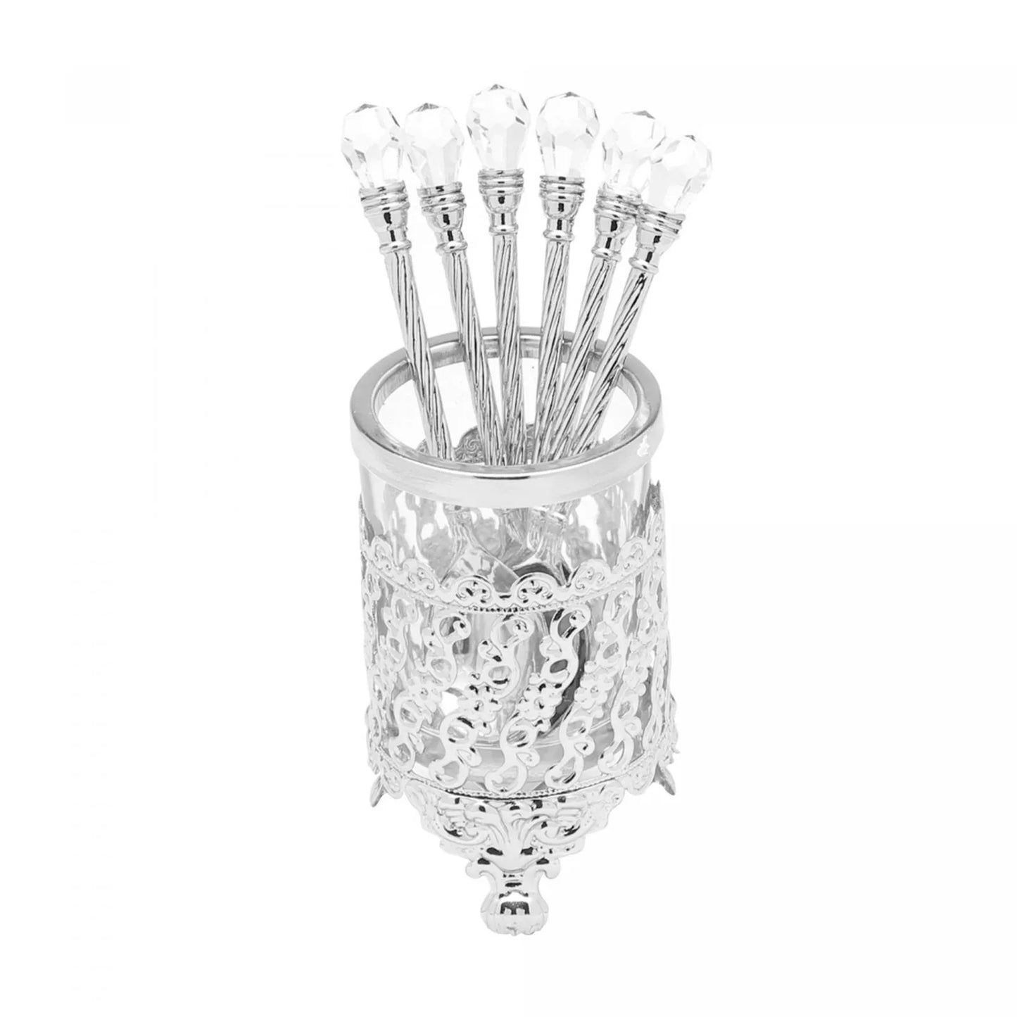 Conjunto 6 Colheres de Zamac com Suporte Niquelado Crystal 14cm Wolff