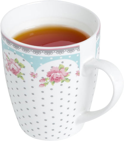 Caneca de Porcelana Super White com Tampa e Filtro Amelia Verde/Branca 340ml