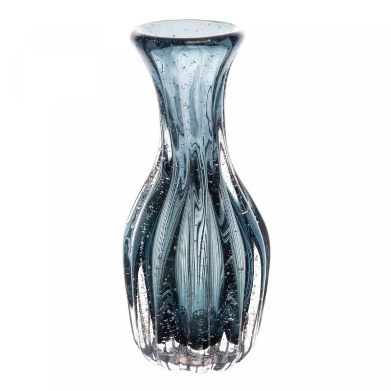 Vaso de Vidro Murano Wolff  Italy Azul 9,5cm x 20cm