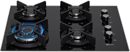 Cooktop Fischer 4Q TC Infinity Gás Mesa Vidro Preto Bivolt