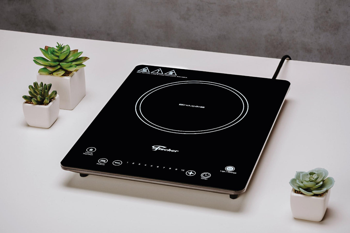 Fogão Cooktop Fischer 1Q Por Indução Vitroceramica Preto