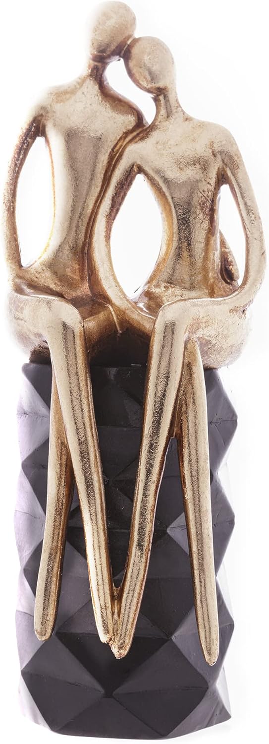 Figura Decorativa de Resina Casal Sentado Wolff 10,5x9x27,5cm