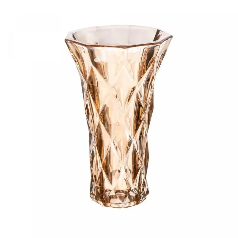 Vaso de Vidro Diamond Âmbar Metalizado Lyor 13cm x 6,5cm x 20cm