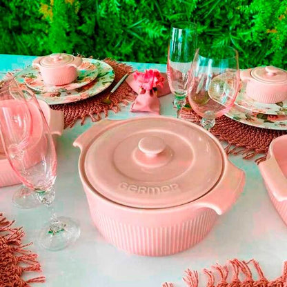 Cocotte De Porcelana Rosa Fractal Germer 22cm