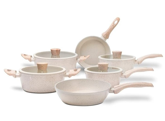 Jogo de Panelas Brinox Antiaderente Ceramic Life 6 Peças Sirius com Indução Vanilla