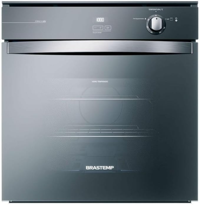 Forno de Embutir a Gás Brastemp 78 Litros Espelhado com Grill e Timer BOA84AR
