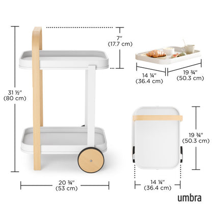 Mesa/Carrinho de Bar Bellwood Cart Branco/Natural Umbra