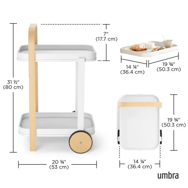 Mesa/Carrinho de Bar Bellwood Cart Branco/Natural Umbra