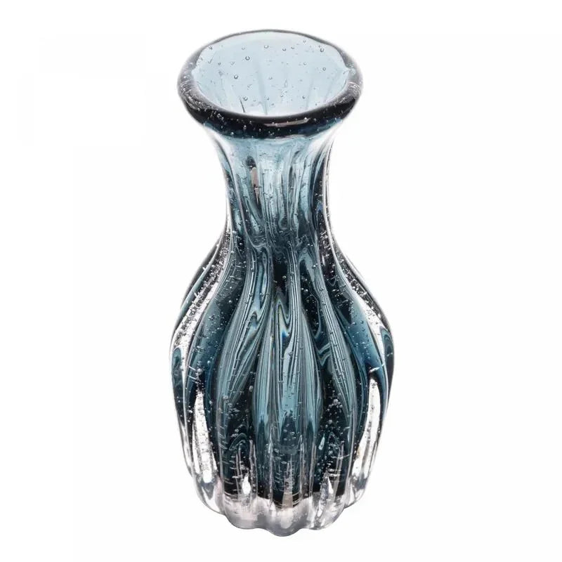 Vaso de Vidro Murano Wolff  Italy Azul 9,5cm x 20cm