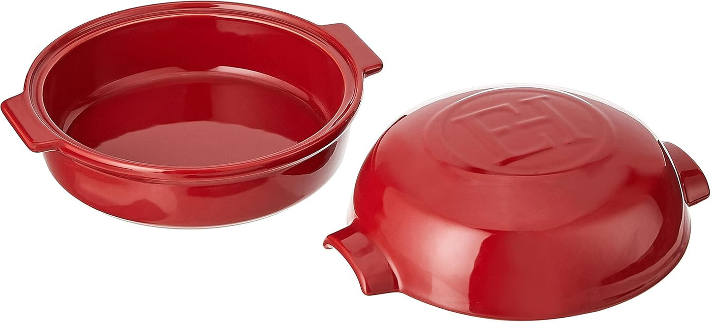 Forma Redonda com Tampa para Gratinar 19,5x17,5 cm Vermelha Emile Henry