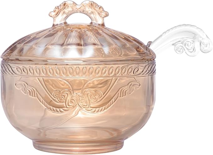 Açucareiro de Cristal Ecológico com Colher Imperial Âmbar Lyor 12cm x 11,5cm