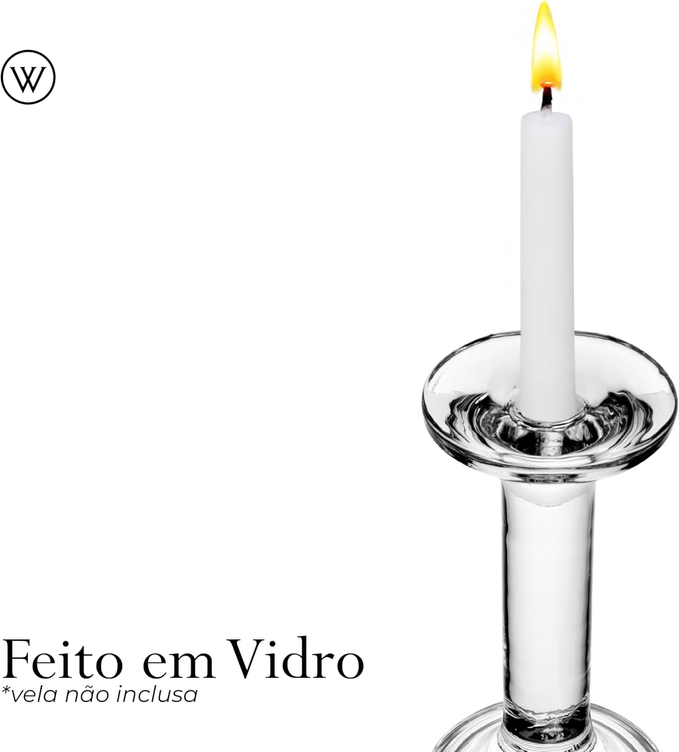 Castiçal para Vela de Vidro Creta Wolff 9cm x 9cm x 18,5cm