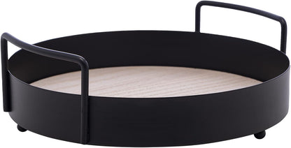 Bandeja de Metal com Fundo em MDF e Alça Redonda Preto Fosco Wolff 20x6cm