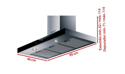 Coifa de Parede Brastemp Inox Tbox Painel Touch on Glass 90CM BAE90AR