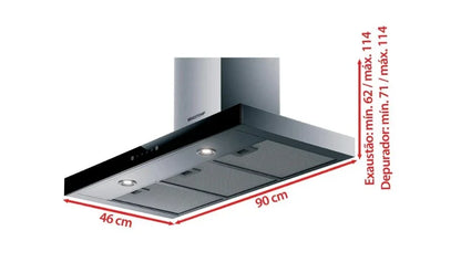 Coifa de Parede Brastemp Inox Tbox Painel Touch on Glass 90CM BAE90AR