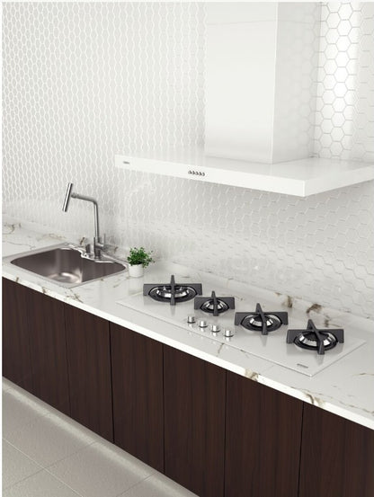 Cooktop a Gás Tramontina Slim Glass Flat 4 Bocas Branco Bivolt