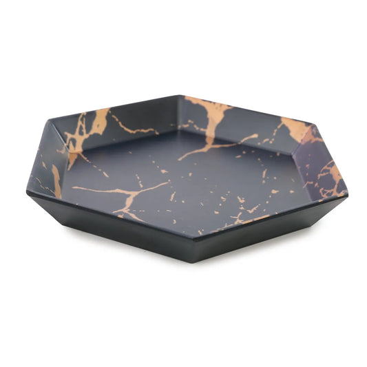 Prato Geométrico Melamina Preto Cromus 19x21x3cm