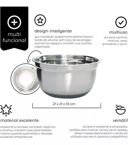 Bowl Inox com Ventosa Silicone Mimo Style