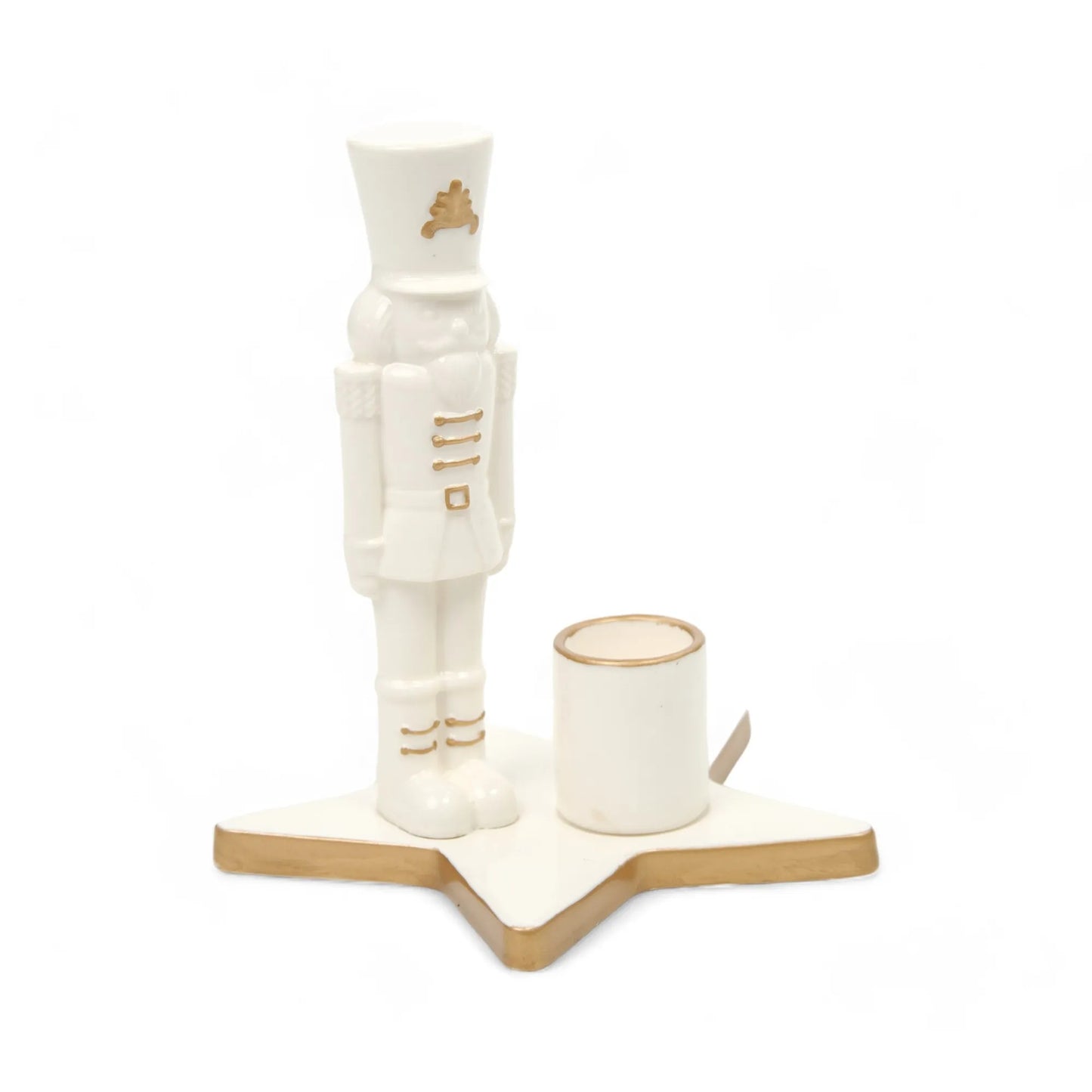 Porta Velas Cromus Chumbo Branco/Dourado