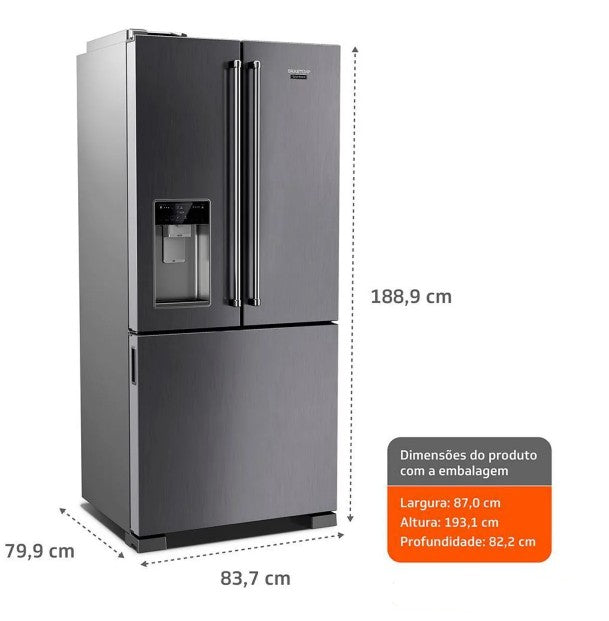 Refrigerador Brastemp Gourmand Frost Free French Door 515 litros Cor inox BRH86AR