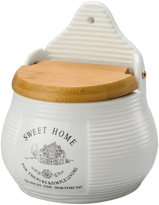 Saleiro Parede de Cerâmica Com Tampa Bambu Lyor Sweet Home