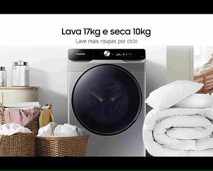 Lava e Seca Samsung 17kg WD17T Ecobubble Motor Inverter Inox
