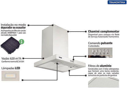 Coifa de Parede Inox New DrittaTramontina Inox 60cm