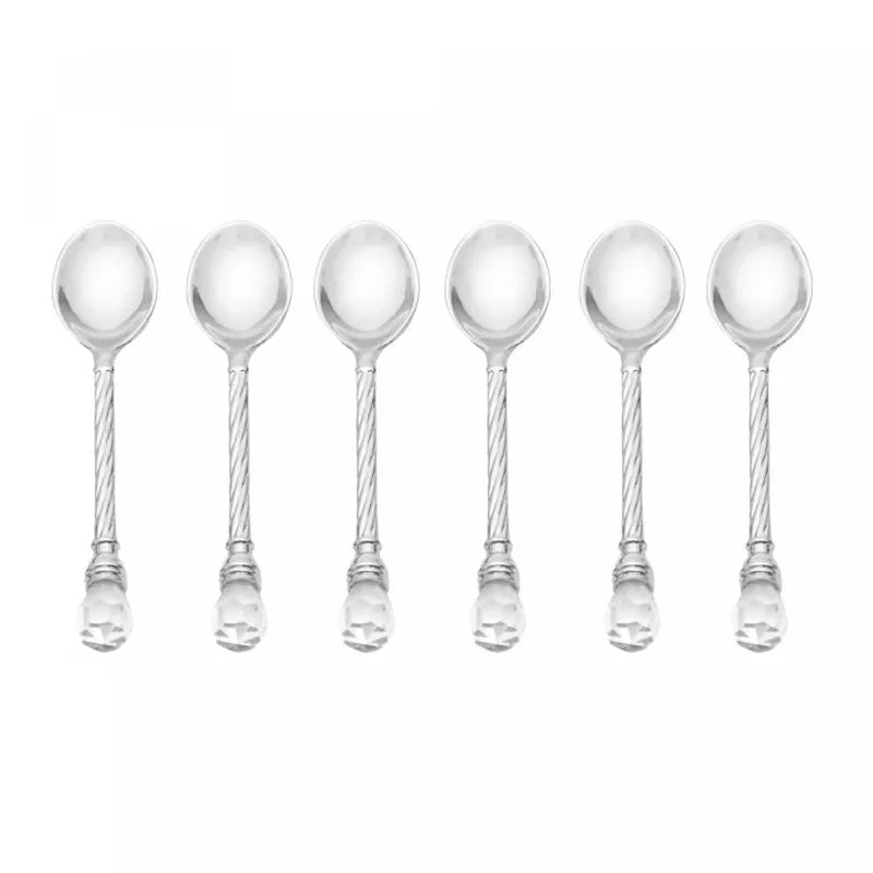 Conjunto 6 Colheres de Zamac com Suporte Niquelado Crystal 14cm Wolff