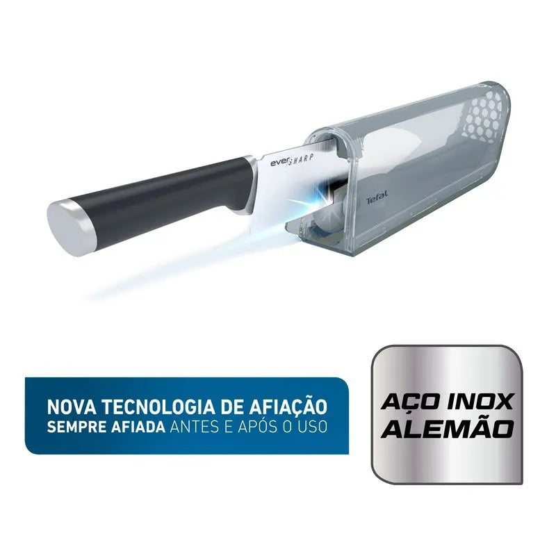 Faca Aço Inox Tefal Eversharp com Afiador