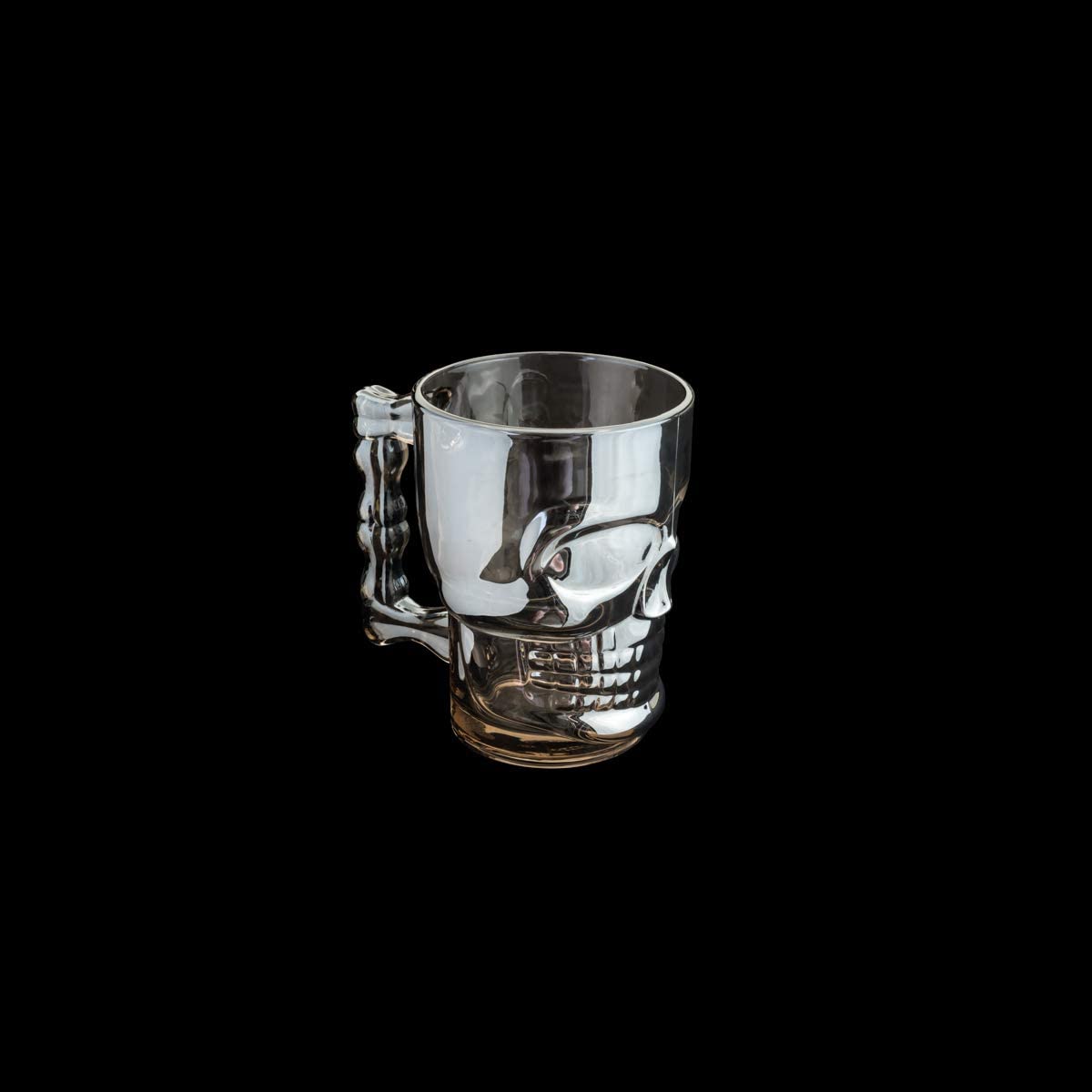 Caneca Chopp 510 Ml Caveira Rock Style Vidro Cinza Lyor