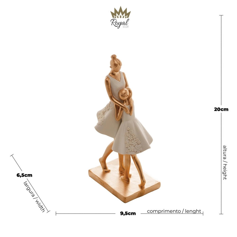 Figura Decorativa de Resina Mãe e Filha Wolff Branco 10x7x20cm
