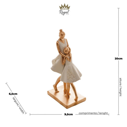 Figura Decorativa de Resina Mãe e Filha Wolff Branco 10x7x20cm