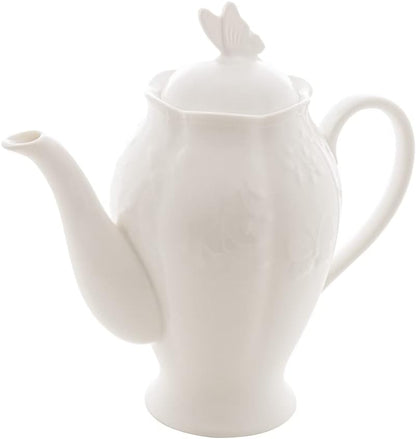 Bule Lyor De Porcelana Butterfly Flower 1L Branco
