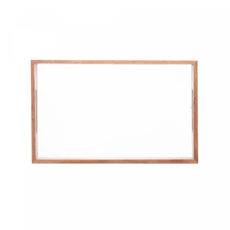 Bandeja Woordart de Cerejeira com Vidro 38CM X 23CM X 5CM