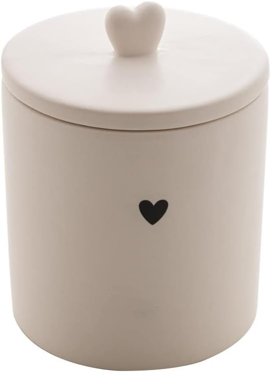 Pote Decorativo Cerâmica C/ Tampa Heart Branco 10x10x12Cm Lyor